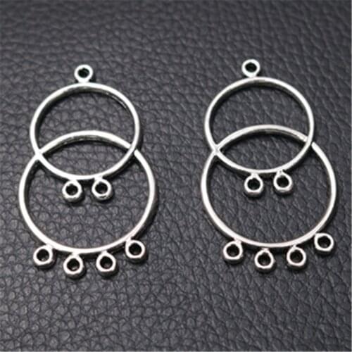 10pcs Art Modeling Double Loop Overlapping Porous Connectors Retro Earrings Metal Accessories DIY Charm For Jewelry Craft Making