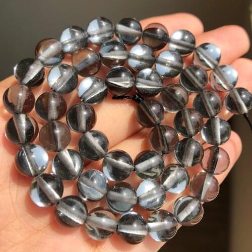 Gray Austria Crystal Glitter Moonstone Beads Round Loose Spacer Beads For Jewelry Making DIY Chrams Necklace Bracelet 6/8/10mm