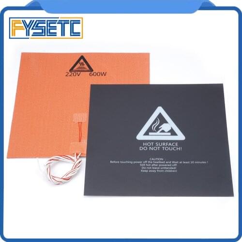 Silicone Heater Pad 300X300mm 220V 600W Heater +300*300mm Black Frosted Sticker Build Sheet Plate For TEVO Tornado Lulzbot Taz6
