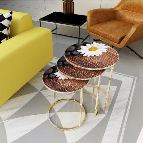 Modern Adk3085 3'lü Zigon Coffee table Gold-daisy coffe table