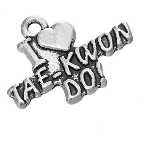 Alloy Series Word Letter I Love Taekwondo Charm