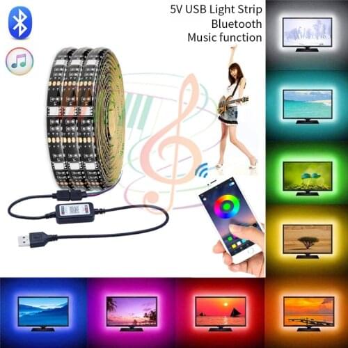Bluetooth Smart USB 5050 LED Lights DC5V LED Strip RGB Flexible 1M 2M 3M 5M For TV Background Night light Luces LED Neon Lamp