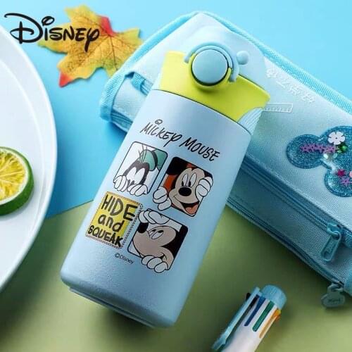 Disney Frozen Thermos Mickey Duckbill Straw Portable Sports Insulation Water Cup Flat Nozzle Kettle water bottle with straw