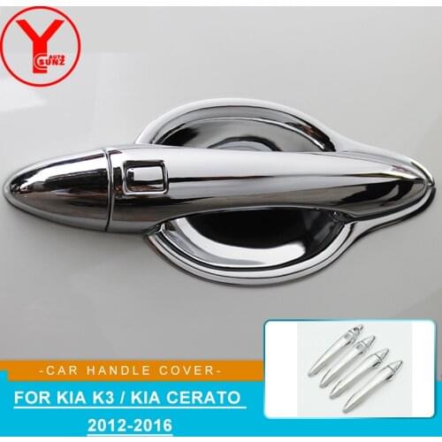 Tuning ABS Chrome Car Outside Door Bowl Panel Handle Cover Protector For Kia K3 / Kia Cerato 2012 2013 2014 2015 2016 Smart Hole