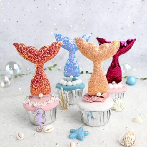 Mermaid Party Decor Mermaid Tail Cake Toppers Happy Birthday Cake Topper for Kids Favors Wedding Birthday Party Cake Decoration