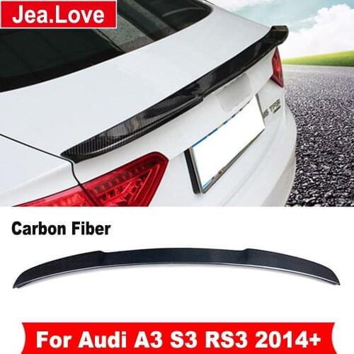 V-Type Real Carbon Fiber Rear Wing Spoiler Back Trunk Spoiler Tail Decoration For Audi A3 S3 RS3 2014 Up Car Body Styling