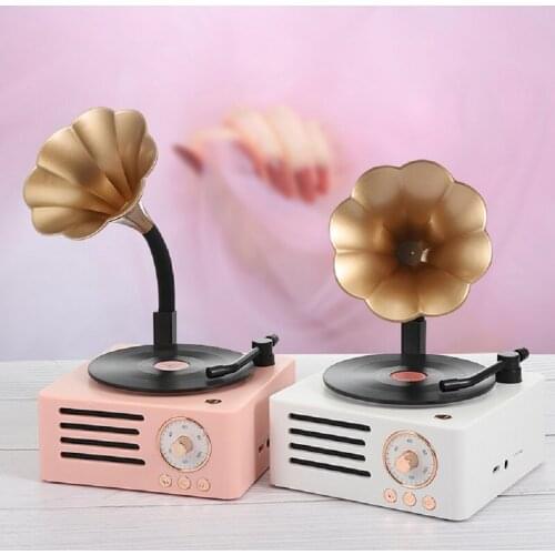 YOUXIU Wireless Bluetooth Speaker Retro Vintage Gramophone Soundbar Shape Portable USB Interface Card Home Office Loudspeaker