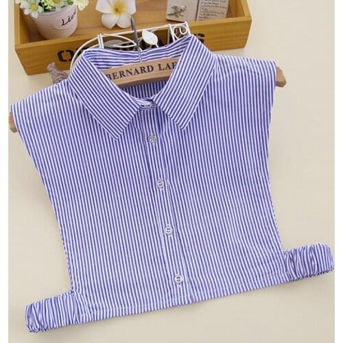 Blue Striped Shirt Fake Collars for Women Detachable Collars Nep Kraagie Cravats Flase Collar Half Shirt Sweater Accessories