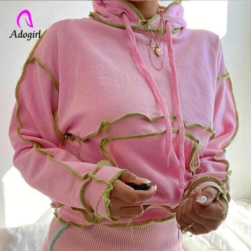 Fitness Women Sweatshirt 2021 Autumn Solid Sporty Casual Hoodies Pocket Long Sleeve Striped High Street Loose Female Concise Top