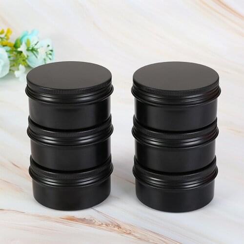 10/50/60ml Black Aluminum Jar Empty Small Lip Oil Cosmetic Eye Cream Travel Refillable Bottle Batom Lotion Tin Container 50pcs