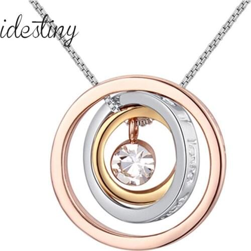 11.11 Sale Fashion Concentric Circles Pendant Necklace Made with Austria Crystal Best Christmas Jewlery Gift 3 Colors Plating