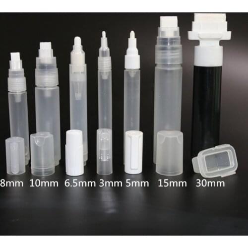 Wholesale nib 3mm 5mm 6.5mm 8mm 10mm 15mm 30mm Flat empty liquid chalk Paint marker barrels pen Repeated Filling ink 1pcs