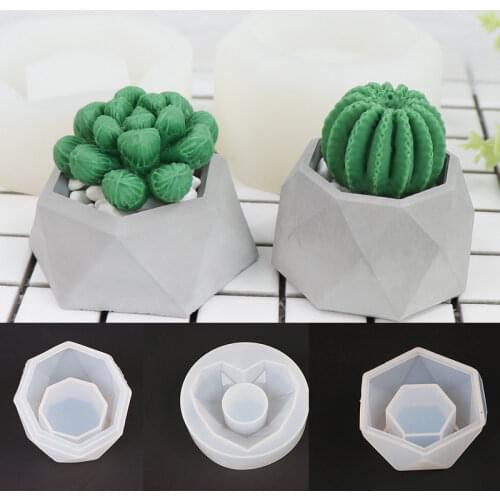 3D Silicone Molds for Epoxy Resin Succulent Flower Pot Concrete Cement Clay Mold Silicone Resin Mold Candle Soap Making Mould