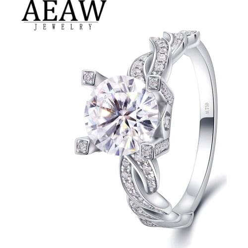 AEAW Fashion Jewellery Fine Jewelry Rings DF Color Moissanite 18k White Gold 3.0Ct 9.0mm For Women
