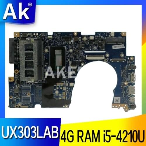 Akemy UX303LAB Laptop Motherboard FOR ASUS UX303LA UX303LNB Laptop Motherboard I5-4210U 4GB RAM 90NB04Y0-R06000