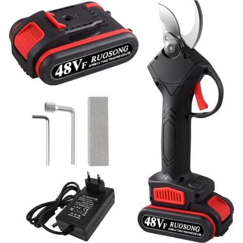 48VF Cordless Electric Pruning Shears Secateur Rechargeable Tree Branch Pruner Trimmer Cutter Cutting Tool for Gardens EU Plug