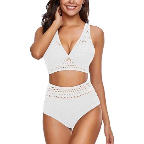 Dugujunyie 2019Bikini Womens Lace Floral Halter Push Up Padded Triangle Swimsuits Set Thong High Waisted Bathing Suit Beach Swim