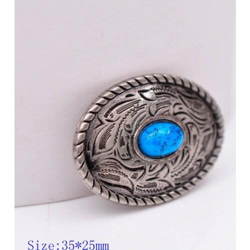 10X 35X25MM Western Antique Sliver Blue Turquoise Flower Engraved Saddle Tack Belt leathercraft Prairie Dust Oval Conchos