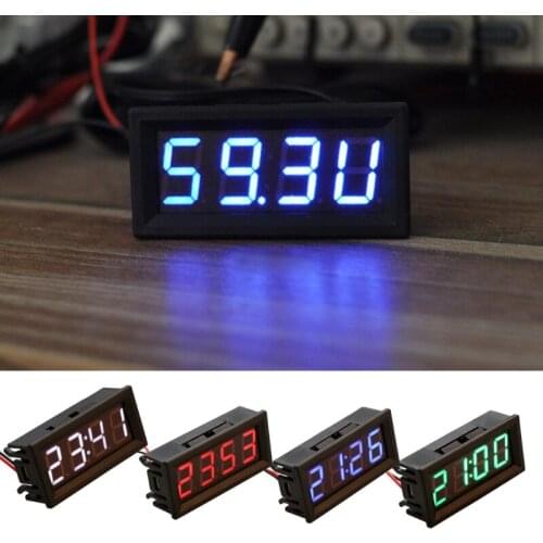 0.56" Digital Electronic Clock Temperature Voltage Meter LED 12V 24V 36v 48v Car