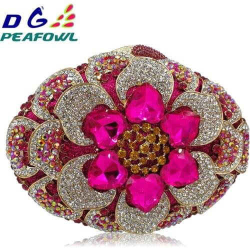 Floral Big Diamond Crystal Women Day Clutch For Mom Gift Flower Evening Bags Wedding Purse Luxury Clutches Diamond Party Bag