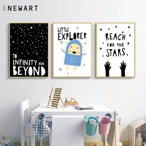 Baby Nursery Boy Wall Art Canvas Poster Space Astronaut Explorer Print Painting Nordic Child Bedroom Decoration Picture