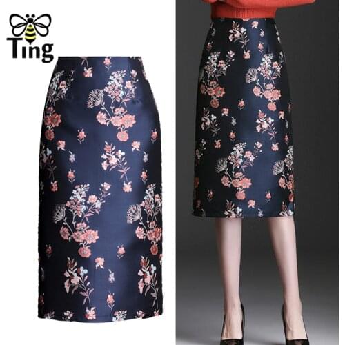 Tingfly Vintage Elegant High Waist Jacquard A Line Skirts Flower 90S Herburn Stylish Ball Gowns Skirts Bottom Midi Saia Zaful