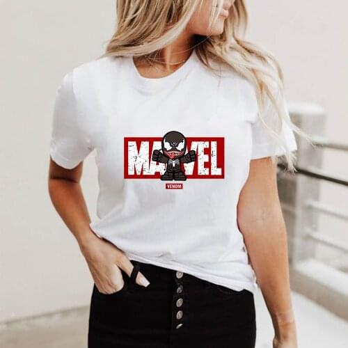 Venom Print T Shirt For Women Summer Short Sleeve Casual Loose White O-NECK Tshirts Girls Ladies Harajuku Graphic Tees Plus Size