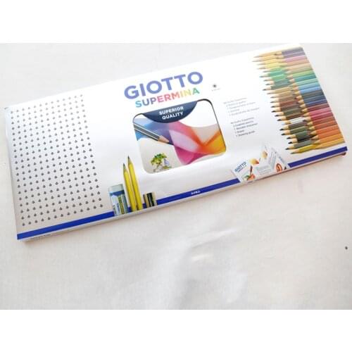 Giotto 46 Colors Colored Pencils, Art Painting, Oily Color Lead Lapices Hand-Painted Color Illustration Lapis De Cor In Iron Box