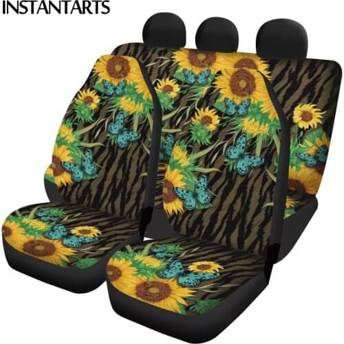 INSTANTARTS Classic Sunflowers and Butterflies Design Easy to Install Car Accessories Automobile Seat Protector Car Seat Covers