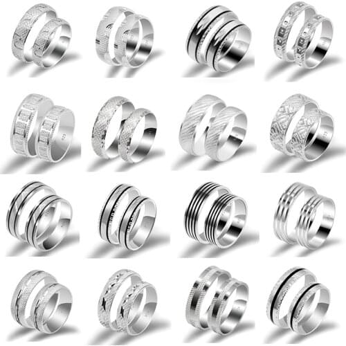 Customized Couple Ring 925 Sterling Silver Simple Unisex Paired Engraved Ring for Men Women Engagement Anniversary Jewelry Gift