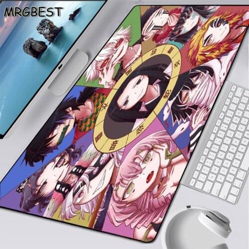 MRGBEST Large L Anime Gaming Mouse Pad Demon Killer Kimetsu No Yaiba for Game Player Pads Locking Edge Otaku Computer Laptop Mat