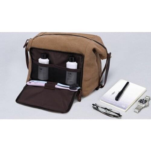 Mens Canvas Toiletry Bag Retro Clutch Waterproof Cosmetic Bag