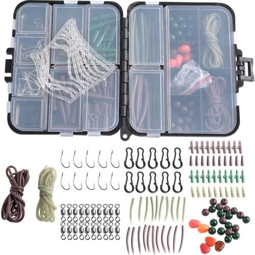 Carp Fishing Tackle Box Kit Fishing Swivels Hooks Sleeves Soft Beads Tubes Clips Fishhook Fishing Tackle Set Accessory