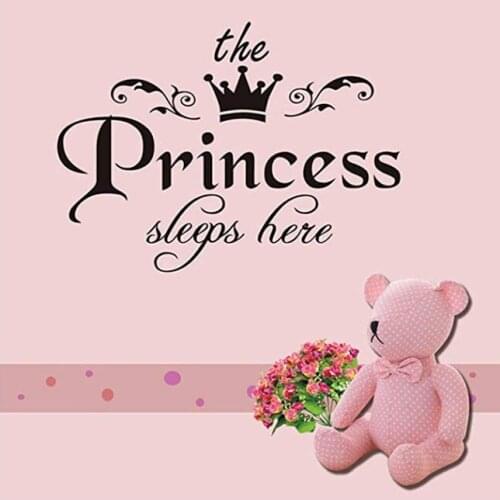 Wall Sticker "The Princess Sleeps Here'' Wall Decal Nursery Baby Room Home Art Decor for Girls