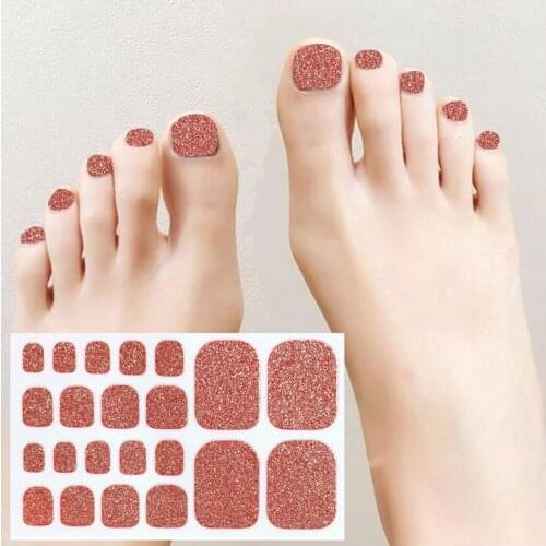 Summer Toe Nail Stickers Nail Art Stickers Waterproof Foot Nail Tips Sticker Fake Gel Nail Polish Full Cover Decoration Stickers