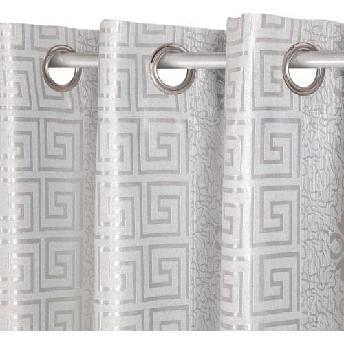 Opaque eyelet curtains with gray embossing with glitter, elegant and living room windows bedroom office