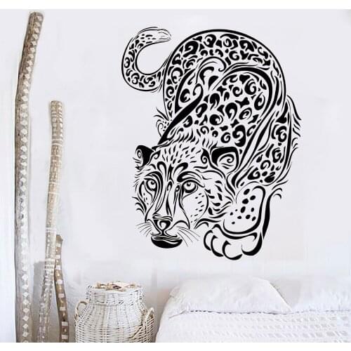 New Arrivals Black Large Leopard Wall Sticker Home Decor Livingroom Vinyl Removable Art Wall Mural Yoga Room Cheetah Decal LC065