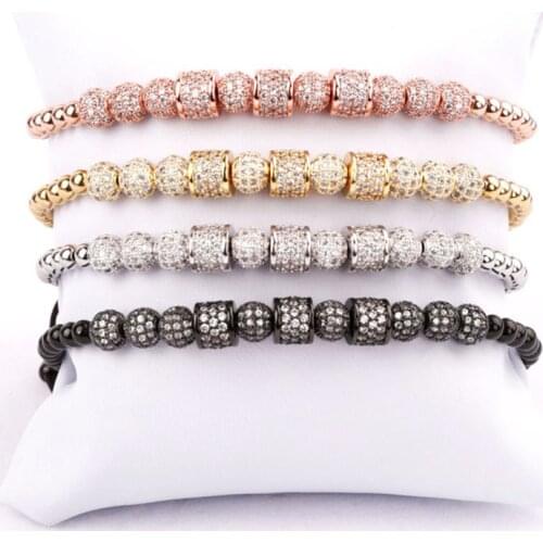 New Fashion Unique Cute Design CZ Micro Pave Tube Ball Beaded Luxury Bracelet Bangle For Women Men