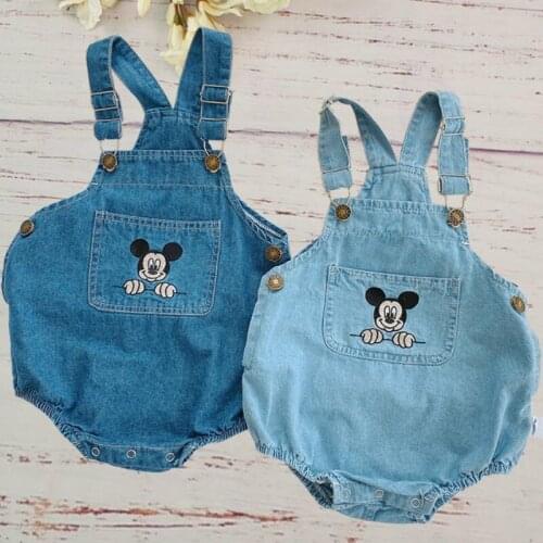 Newborn Baby Clothes Summer 2020 Girls Boy Cowboy Children Rompers Disney Cartoon Jumpsuit Sling Strap Kids Outfits