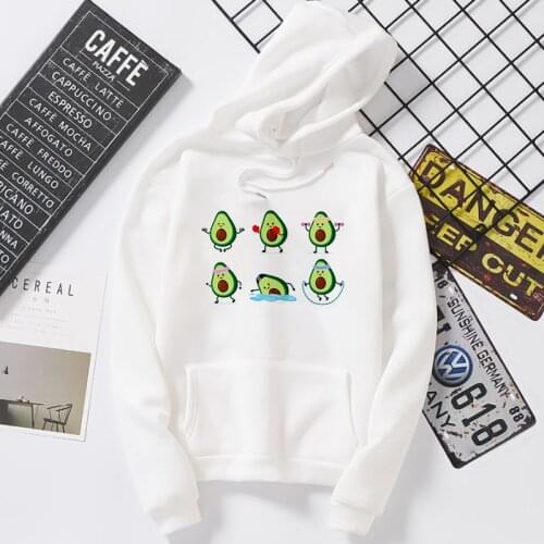 Fall Winter Vogue New Womens Harajuku Cartoons Avocado Printed Oversized Hoodies Sweatshirts Unisex Cool Hooded Streetwear Hoody