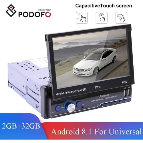Podofo 1Din Android 8.1 Car Radio Autoradio 7'' GPS Navigation Bluetooth Multimedia Player For Universal DSP EQ 1Din Radio