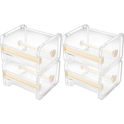 4 Pack Transparent Visible Desktop Multi Washi Masking Tape Dispenser,Tape Cutter,Roll Tape Holder