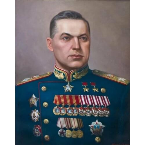Russia World War II General Portrait of Soviet Russian General Konstantin Konstantinovich Rokossovsky PRINT painting on canvas