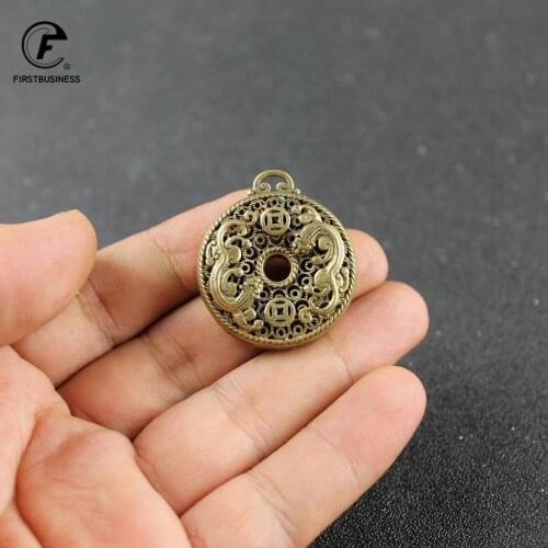 Tibetan Buddhist Necklace 6 words Buddha Mantra Lucky money Rotating Pure copper Charm Pendant Women Men Jewelry keychains gifts