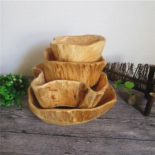 Solid Wood Fruit Bowl Large Living Room Creative Fruit Plate Hotel Restaurant Fruit Bowl Baskets Decor