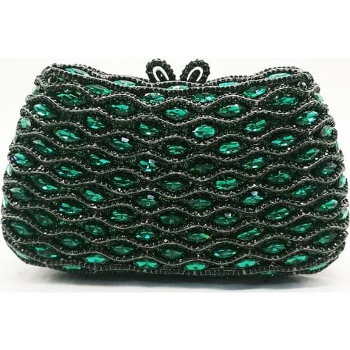 Green Crystal Rhinestone Evening Clutch Bag Designer Female Wedding Cellphone Clutches Fashion Lady Small Diamond Women Purses