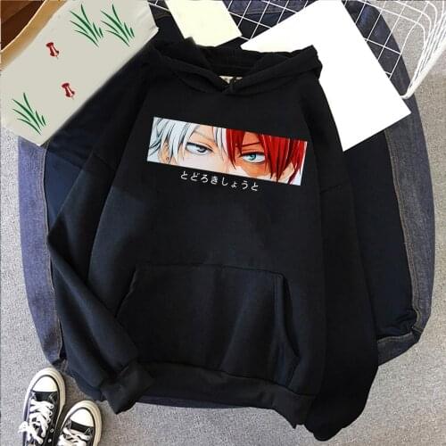 Japanese My Hero Academia Hoodie Anime Shoto Todoroki Eyes Print Kawaii Hooded Woman Men Unisex Top