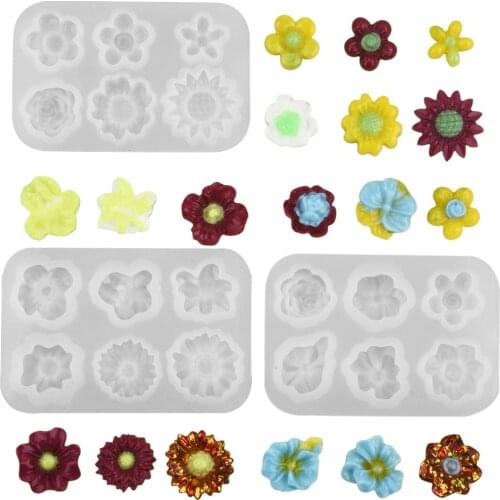 Charm Jewelry Resin Crystal Epoxy Mold Small Flowers Decorations Earring Pendant Silicone Mould DIY Crafts Jewelry Making Tools