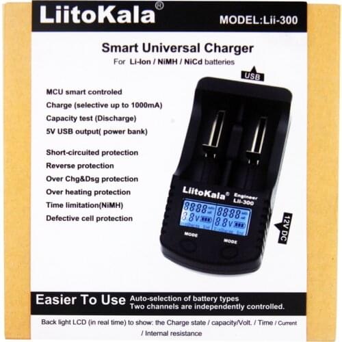 LiitoKala Lii-300 Digital 18650 battery Charger LCD Display Battery capacity test 18650 carregador bateria charger Free shipping