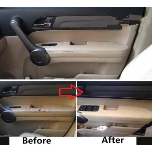 For Honda CRV 2007 2008 2009 2010 2011 Microfiber Leather Door Handle Panels Armrest Covers Protective Trim with Mount Fittings